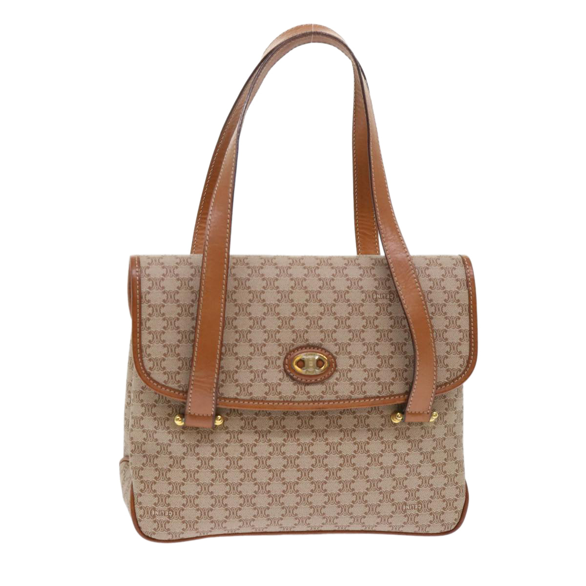 Luxury CELINE Macadam Canvas Shoulder Bag Beige fm2486