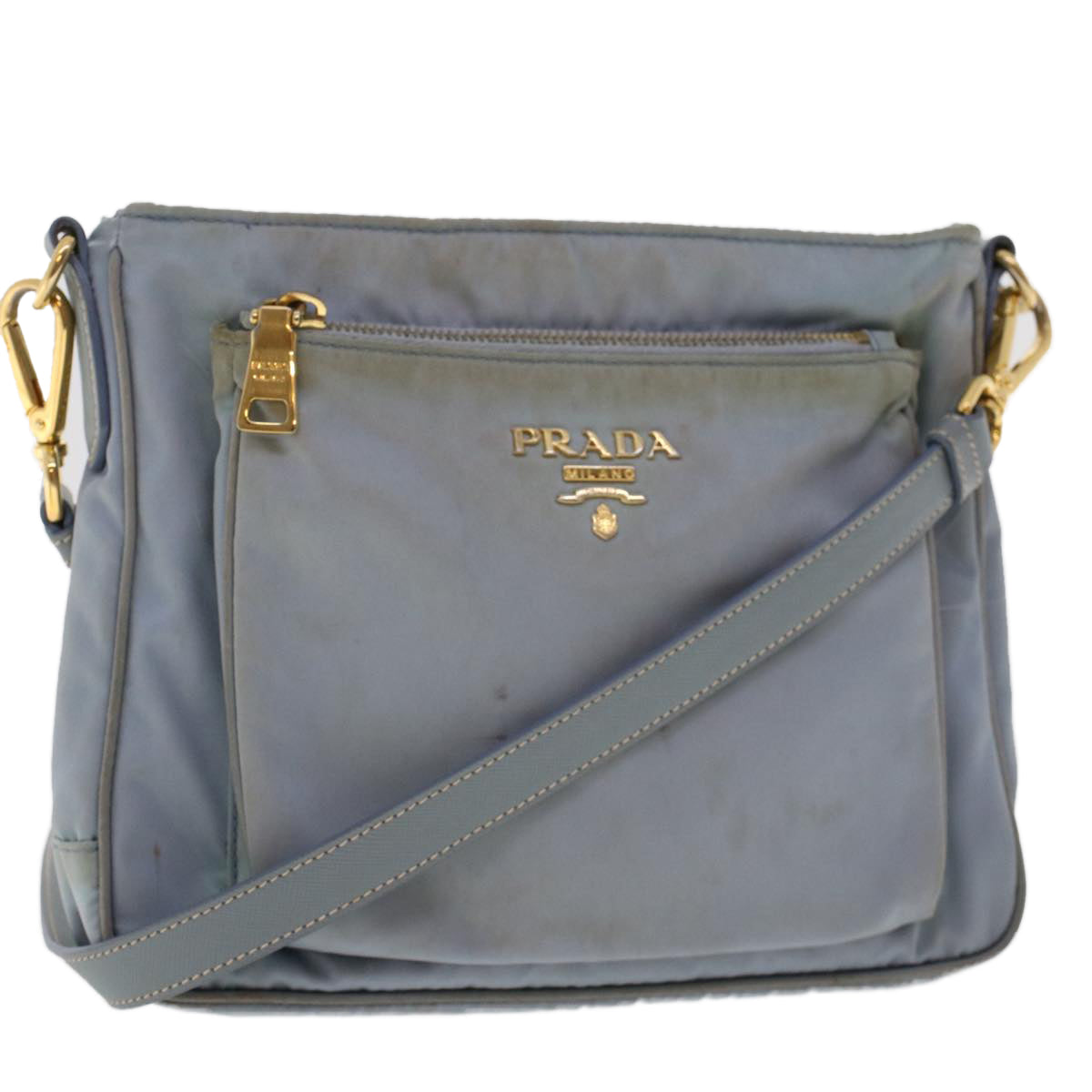 Prada Shoulder Bag Nylon Leather Blue