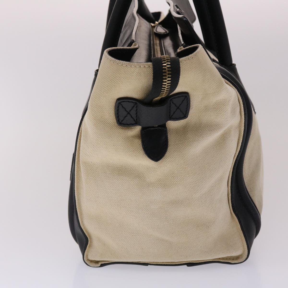 Luxury CELINE Luggage Mini Shopper Hand Bag Canvas Leather Beige fm2541