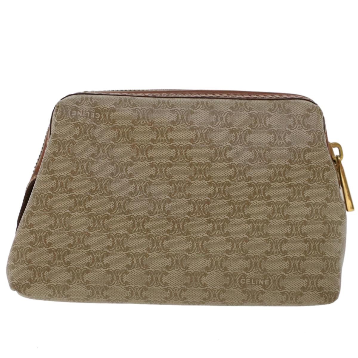 Luxury CELINE Macadam Canvas Pouch Beige fm2545