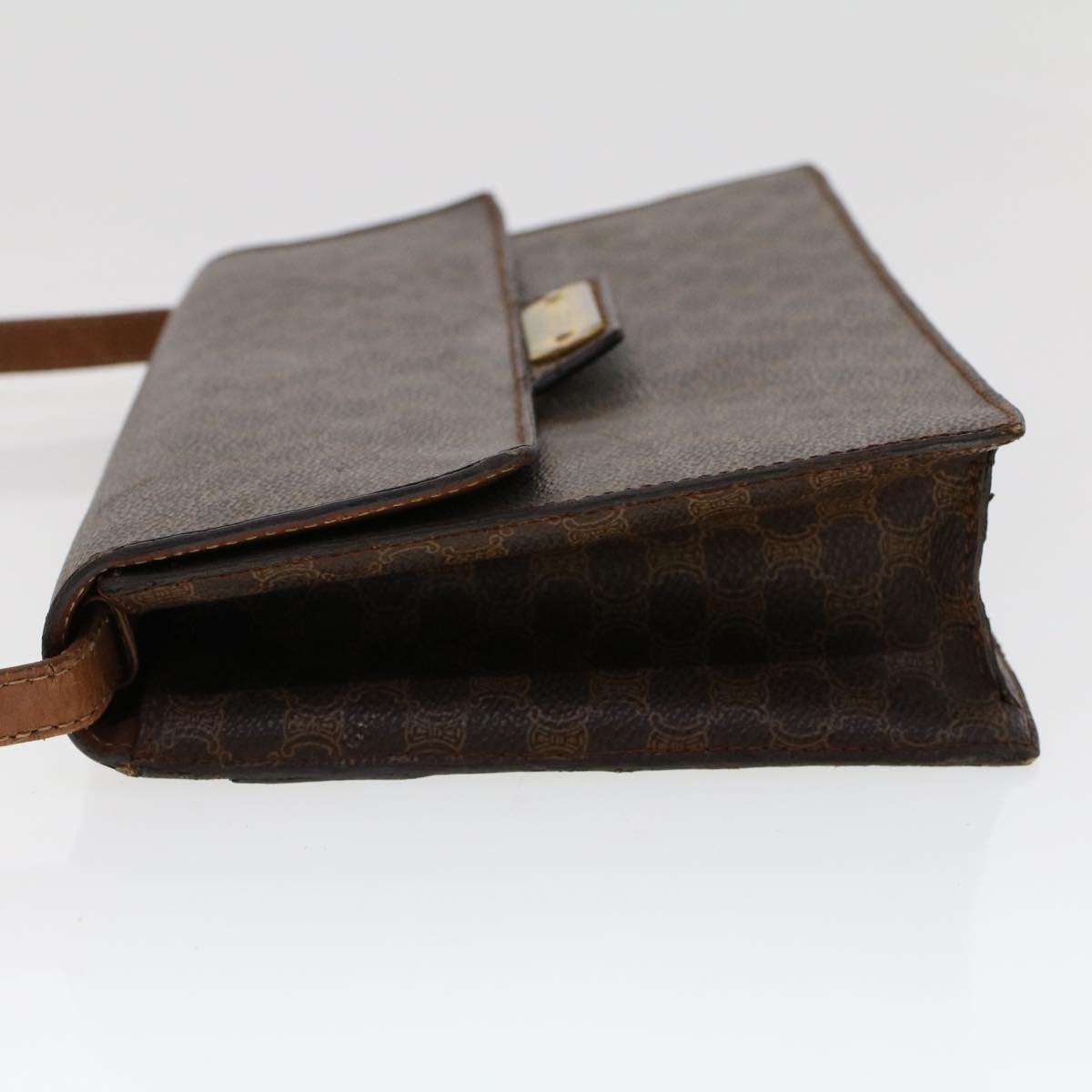 Luxury CELINE Macadam Canvas Shoulder Bag PVC Leather Brown fm2547