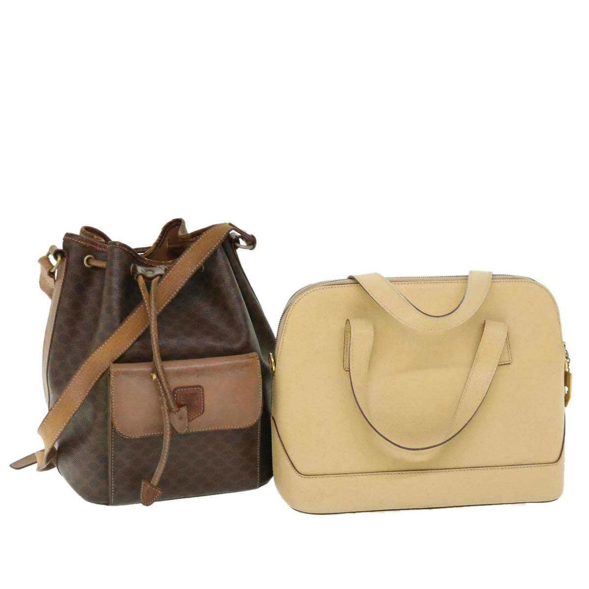 Luxury CELINE Macadam Canvas Shoulder Bag PVC Leather 2Set Brown Beige fm2643