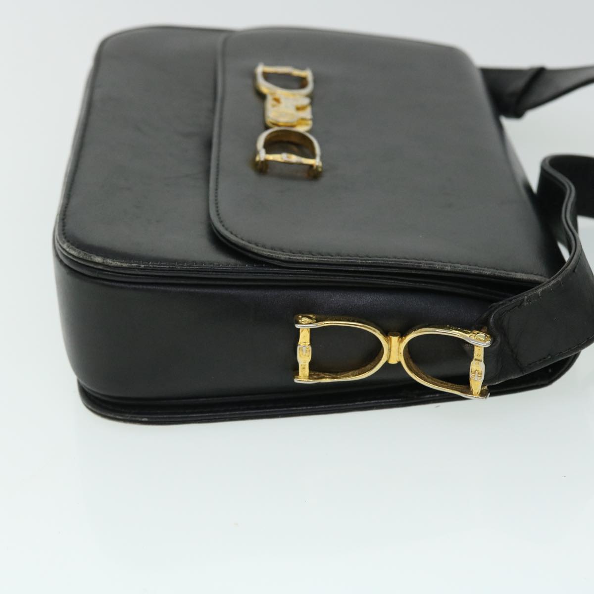 Luxury CELINE Horse Carriage Shoulder Bag Leather Black fm2707