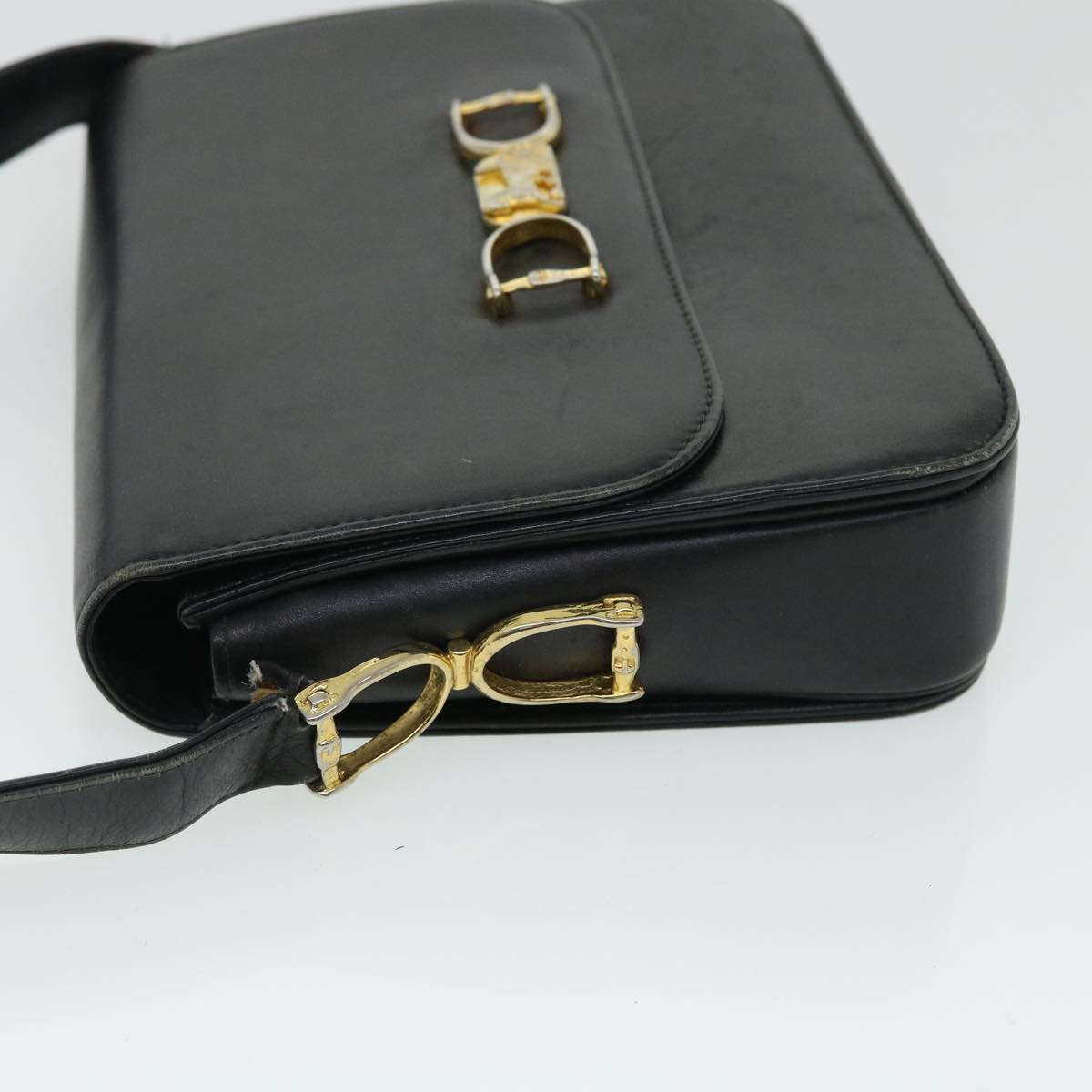 Luxury CELINE Horse Carriage Shoulder Bag Leather Black fm2707