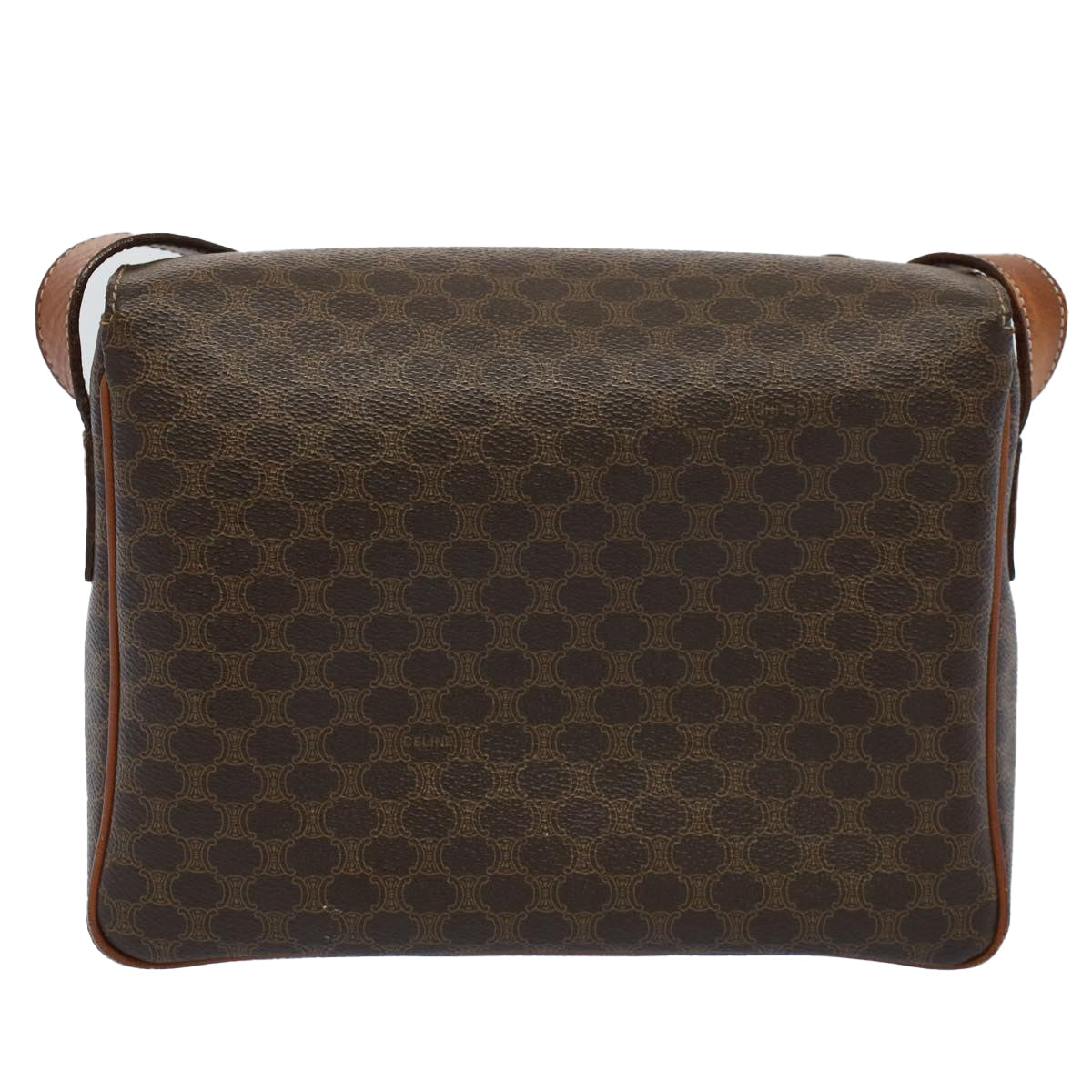 Luxury CELINE Macadam Canvas Shoulder Bag PVC Leather Brown fm2799
