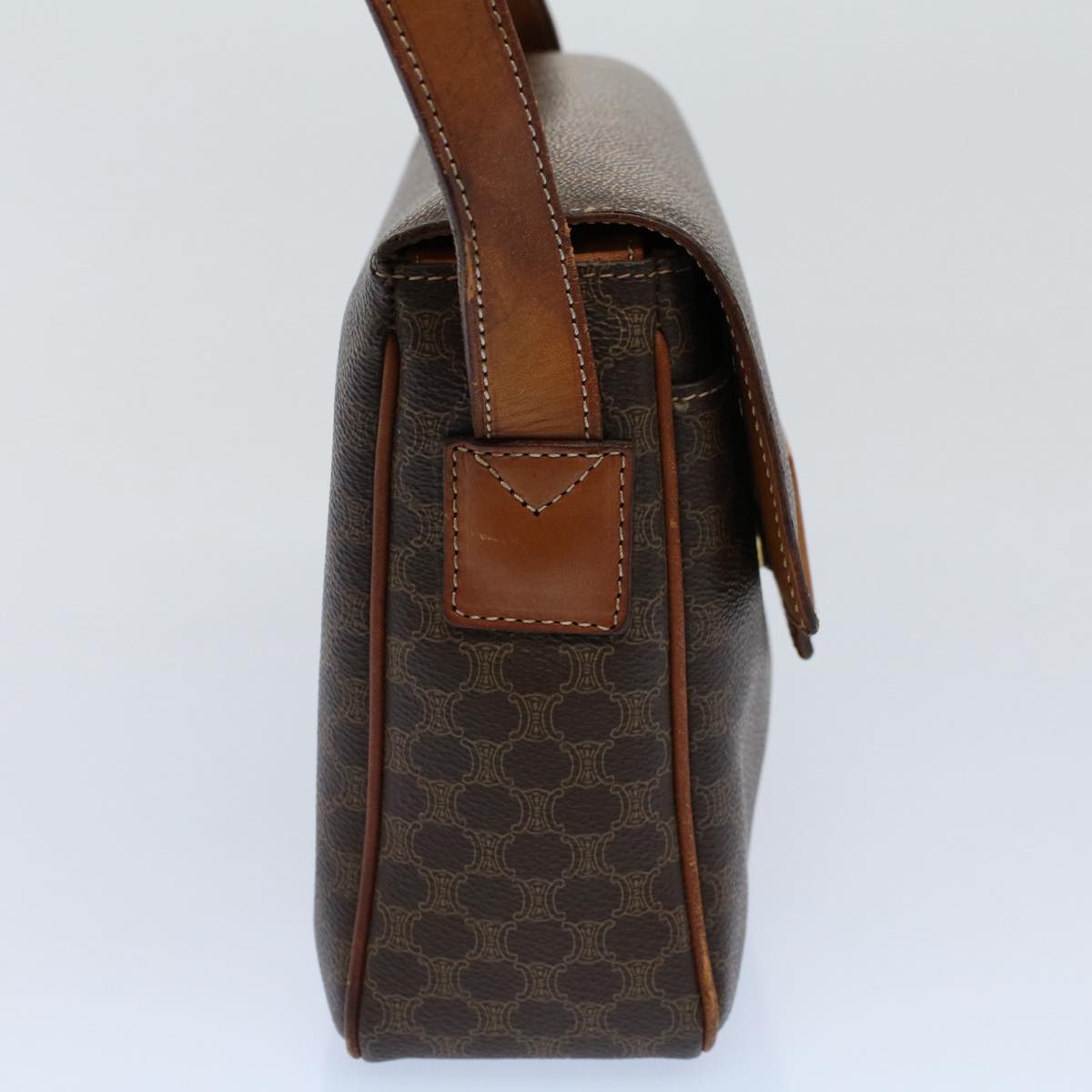 Luxury CELINE Macadam Canvas Shoulder Bag PVC Leather Brown fm2799
