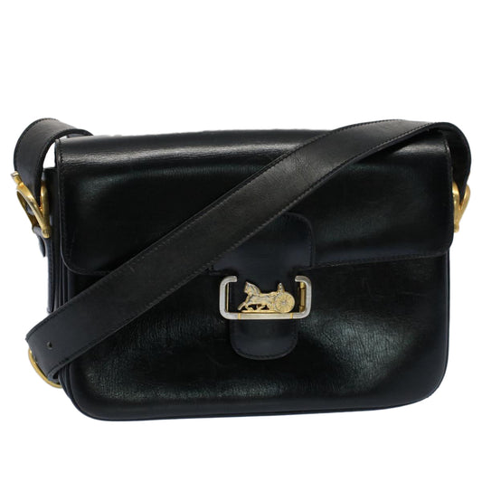 Luxury CELINE Horse Carriage Shoulder Bag Leather Black fm2800