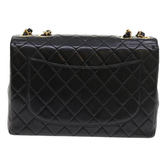 CHANEL Big Matelasse Chain Shoulder Bag Leather Black CC Auth fm2835