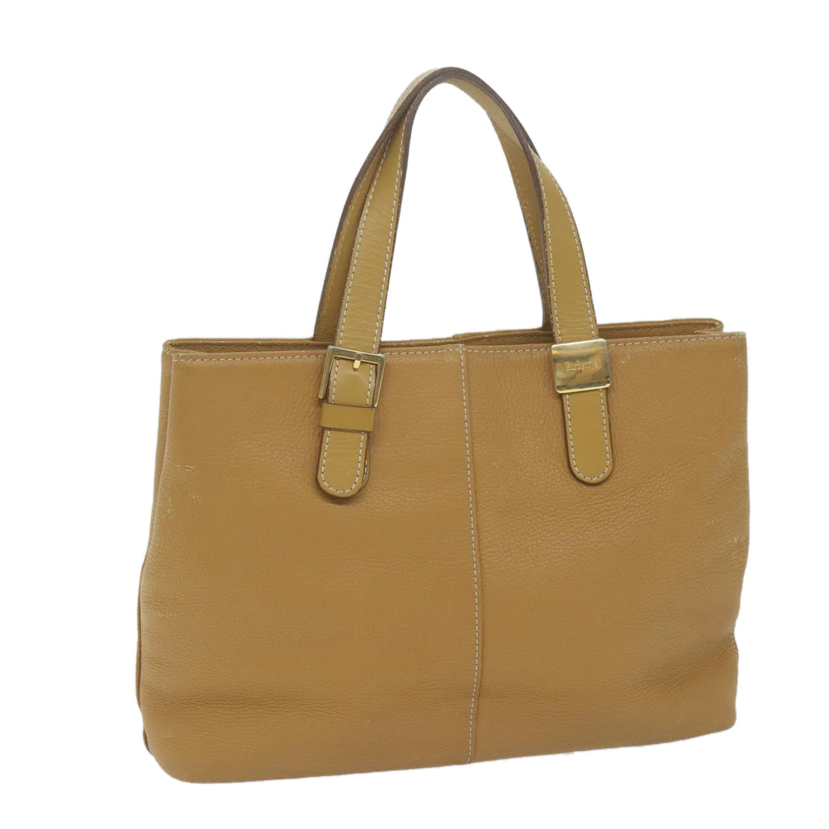 Burberry Tote Bag Leather Beige Auth fm3177