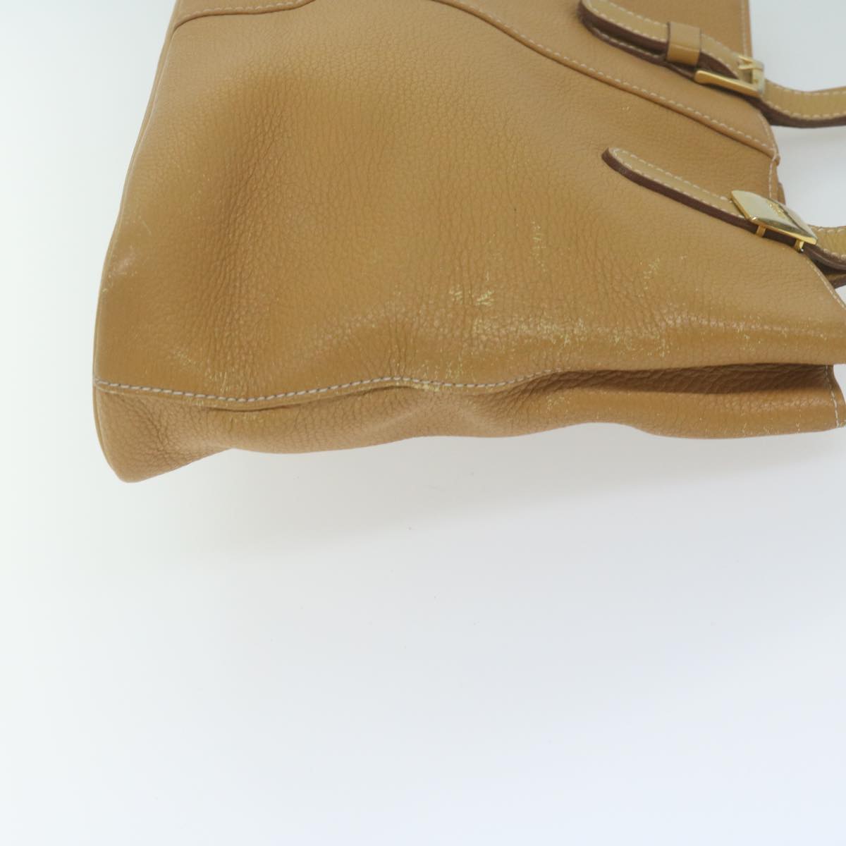 Burberry Tote Bag Leather Beige Auth fm3177