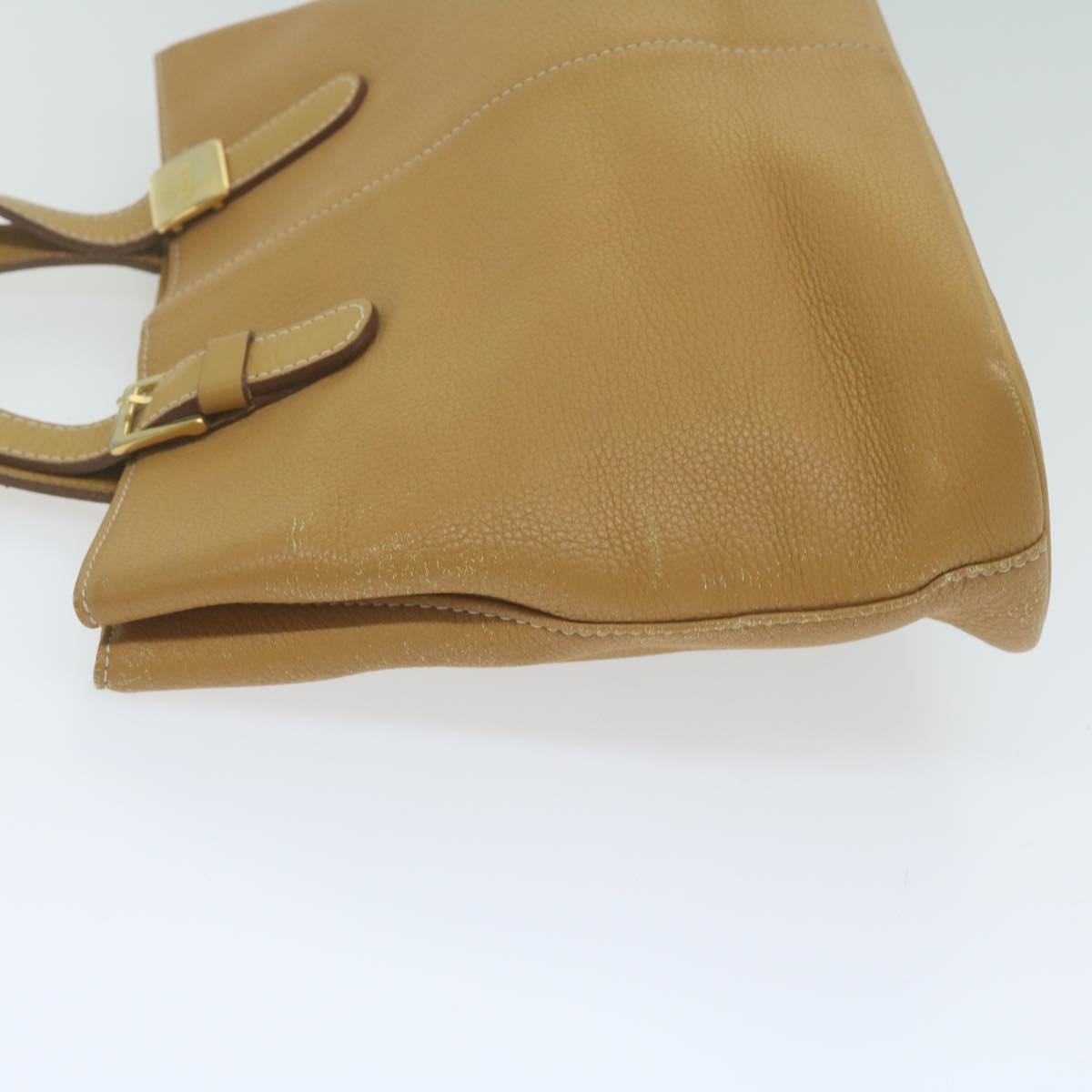 Burberry Tote Bag Leather Beige Auth fm3177