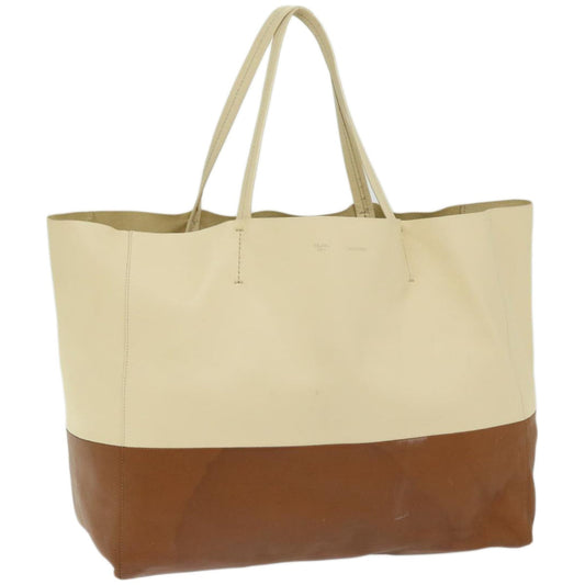 Luxury CELINE Horizontal Cabas Tote Bag Leather Beige Brown fm3255