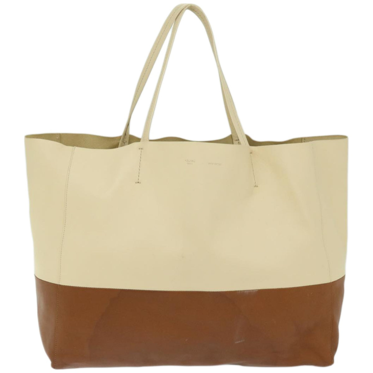 Luxury CELINE Horizontal Cabas Tote Bag Leather Beige Brown fm3255