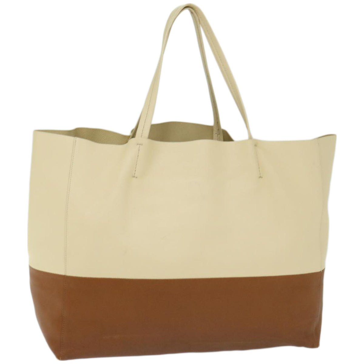 Luxury CELINE Horizontal Cabas Tote Bag Leather Beige Brown fm3255