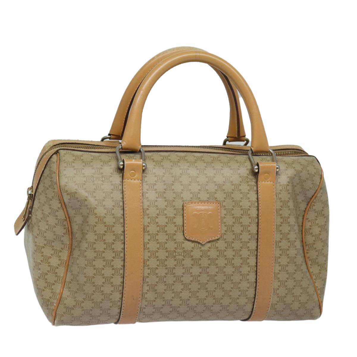 Luxury CELINE Macadam Canvas Boston Bag Beige fm3561