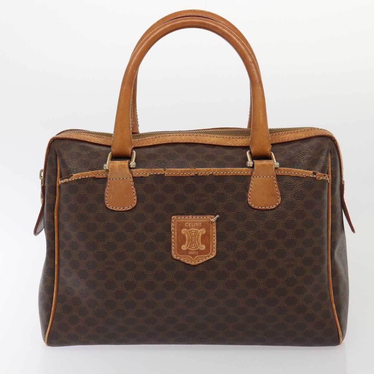 Luxury CELINE Macadam Canvas Shoulder Bag Hand Bag PVC Leather 2Set Brown fm3566