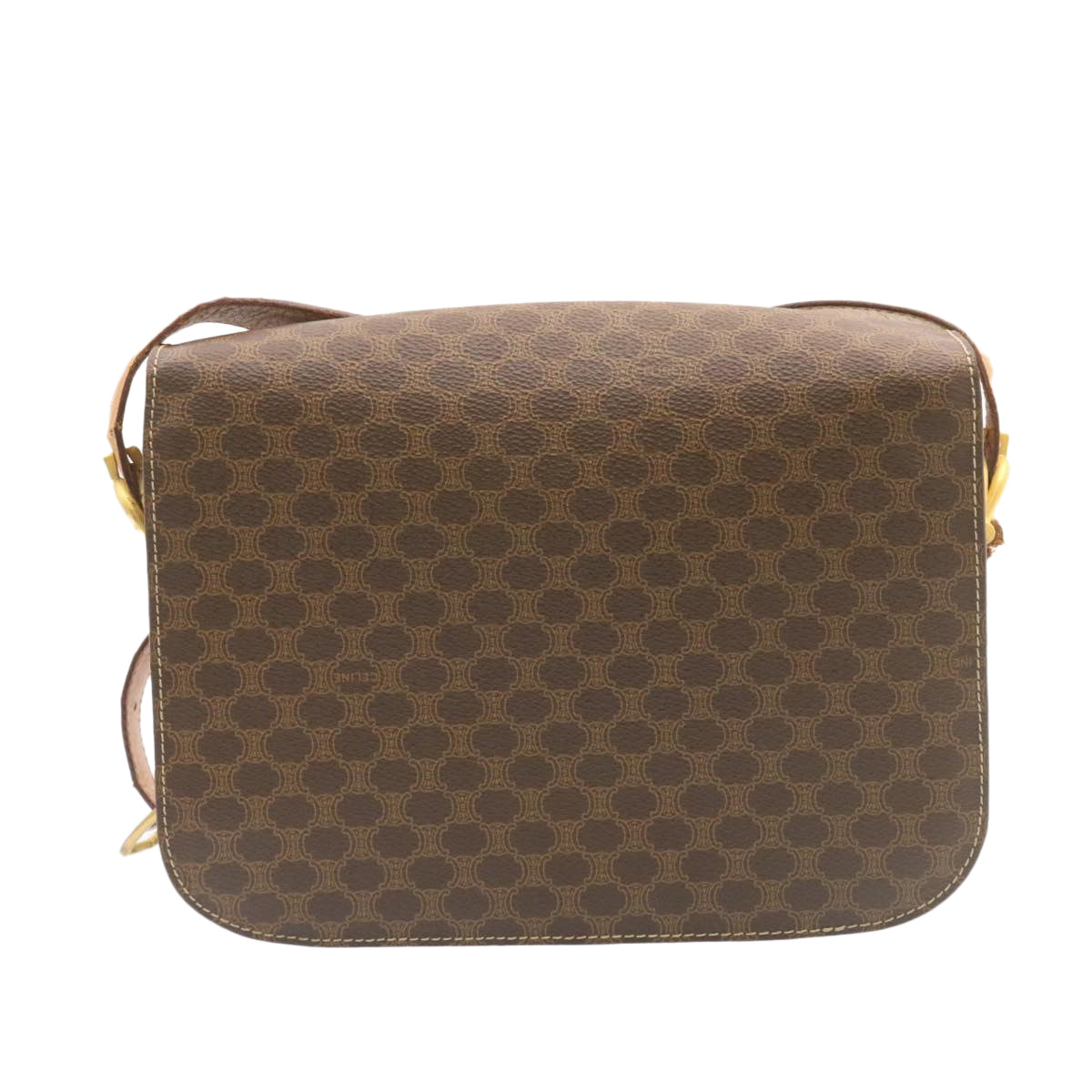 Luxury CELINE Horse Carriage Macadam Canvas Shoulder Bag Brown fm673
