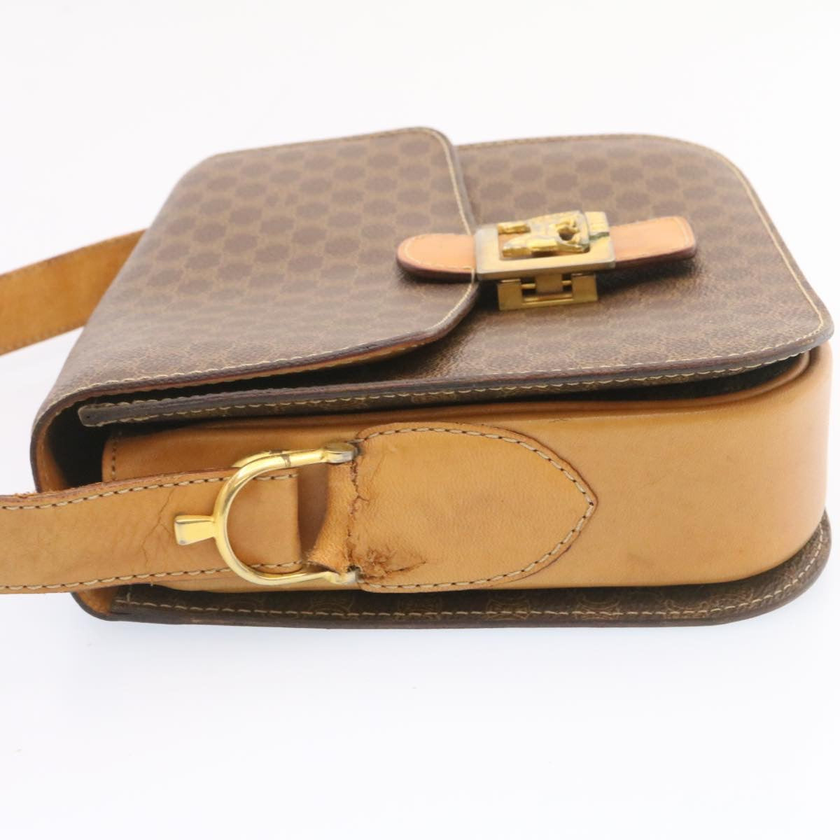 Luxury CELINE Horse Carriage Macadam Canvas Shoulder Bag Brown fm673