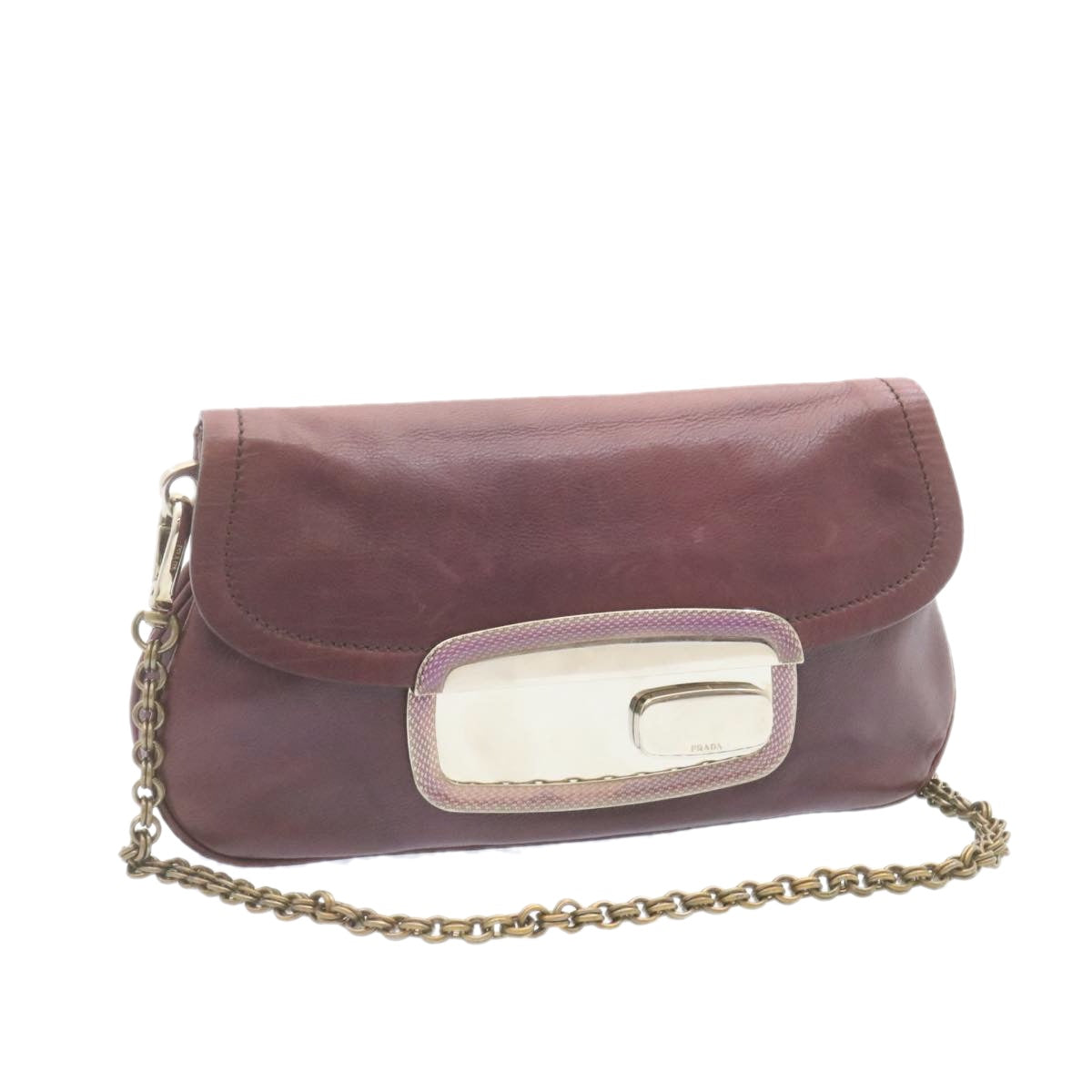 Prada Chain Shoulder Bag Leather Purple