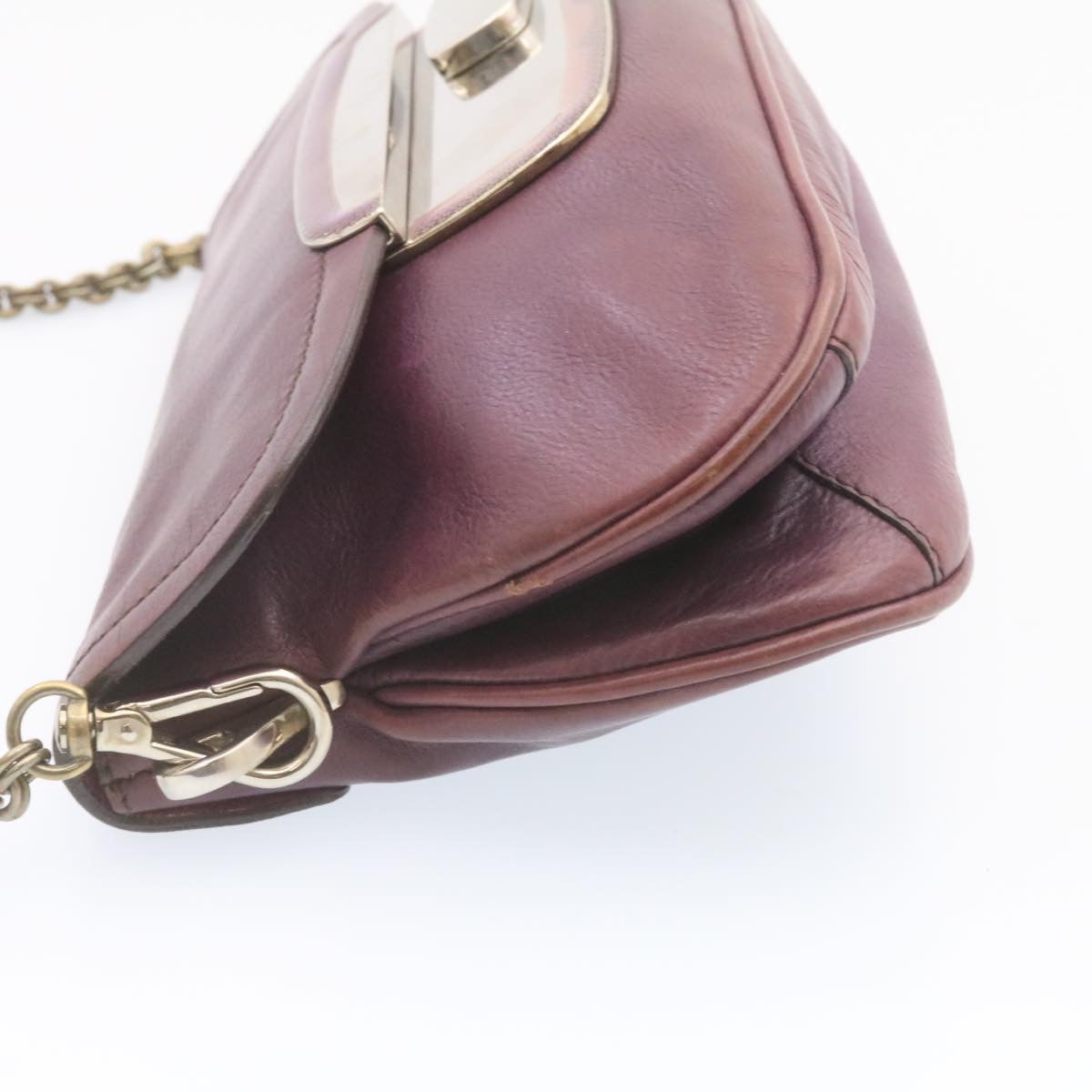 Prada Chain Shoulder Bag Leather Purple