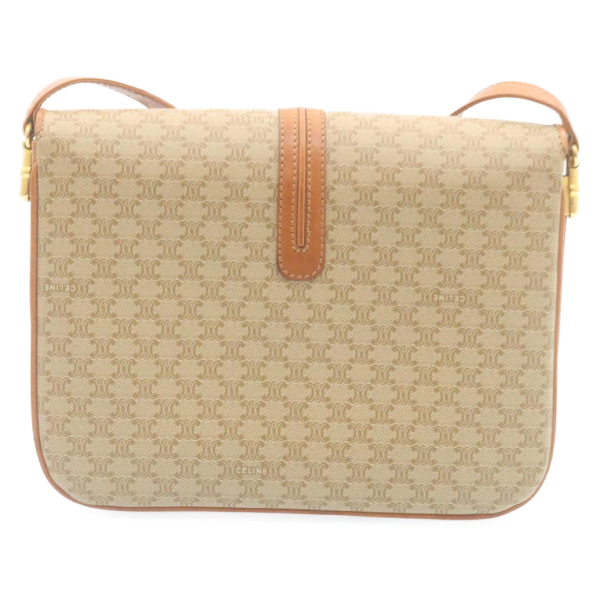 Luxury CELINE Macadam Canvas Shoulder Bag PVC Leather Beige am2173g