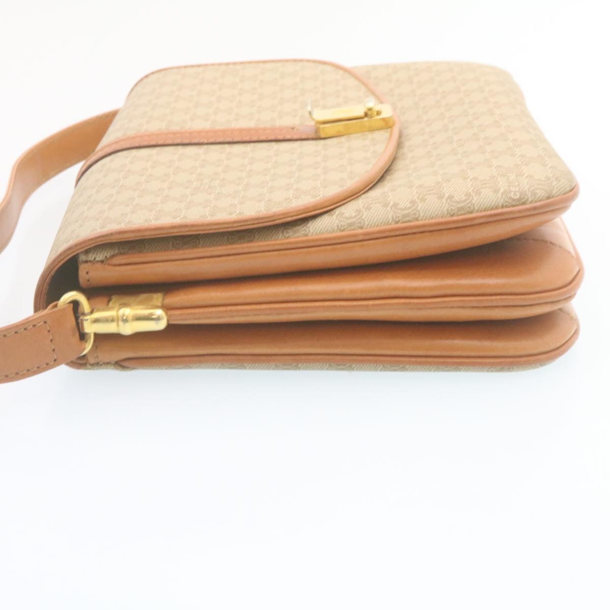 Luxury CELINE Macadam Canvas Shoulder Bag PVC Leather Beige am2173g