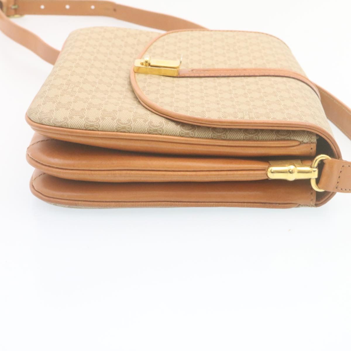 Luxury CELINE Macadam Canvas Shoulder Bag PVC Leather Beige am2173g