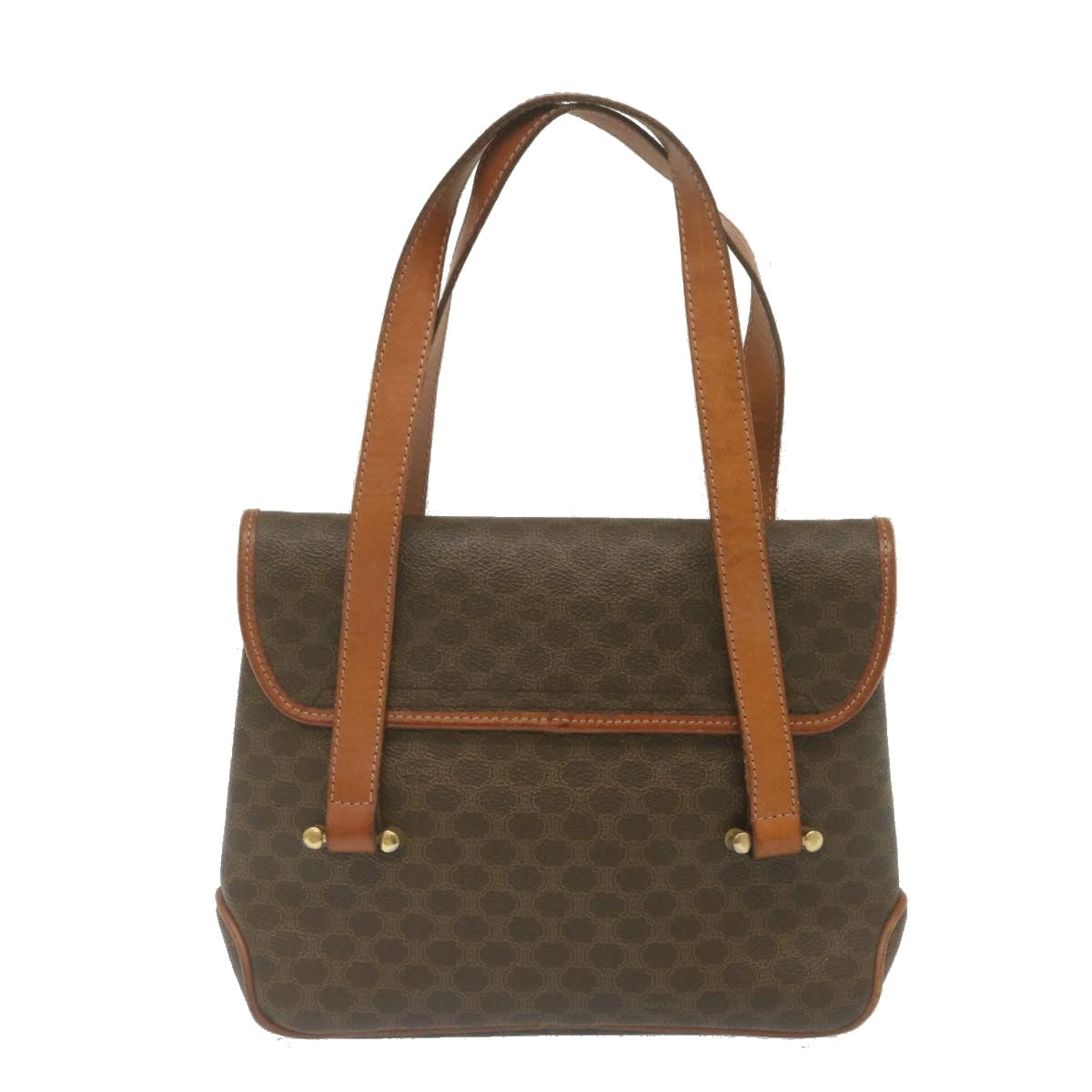 Luxury CELINE Macadam Canvas 2Way Shoulder Hand Bag PVC Leather Brown am2277g