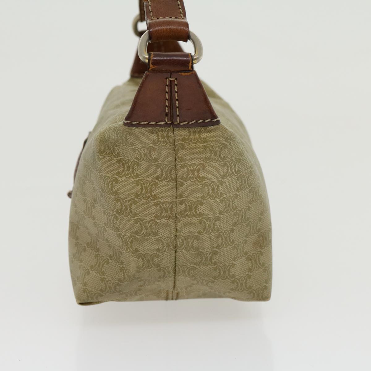 Luxury CELINE Macadam Canvas Hand Pouch PVC Leather Beige am2606g