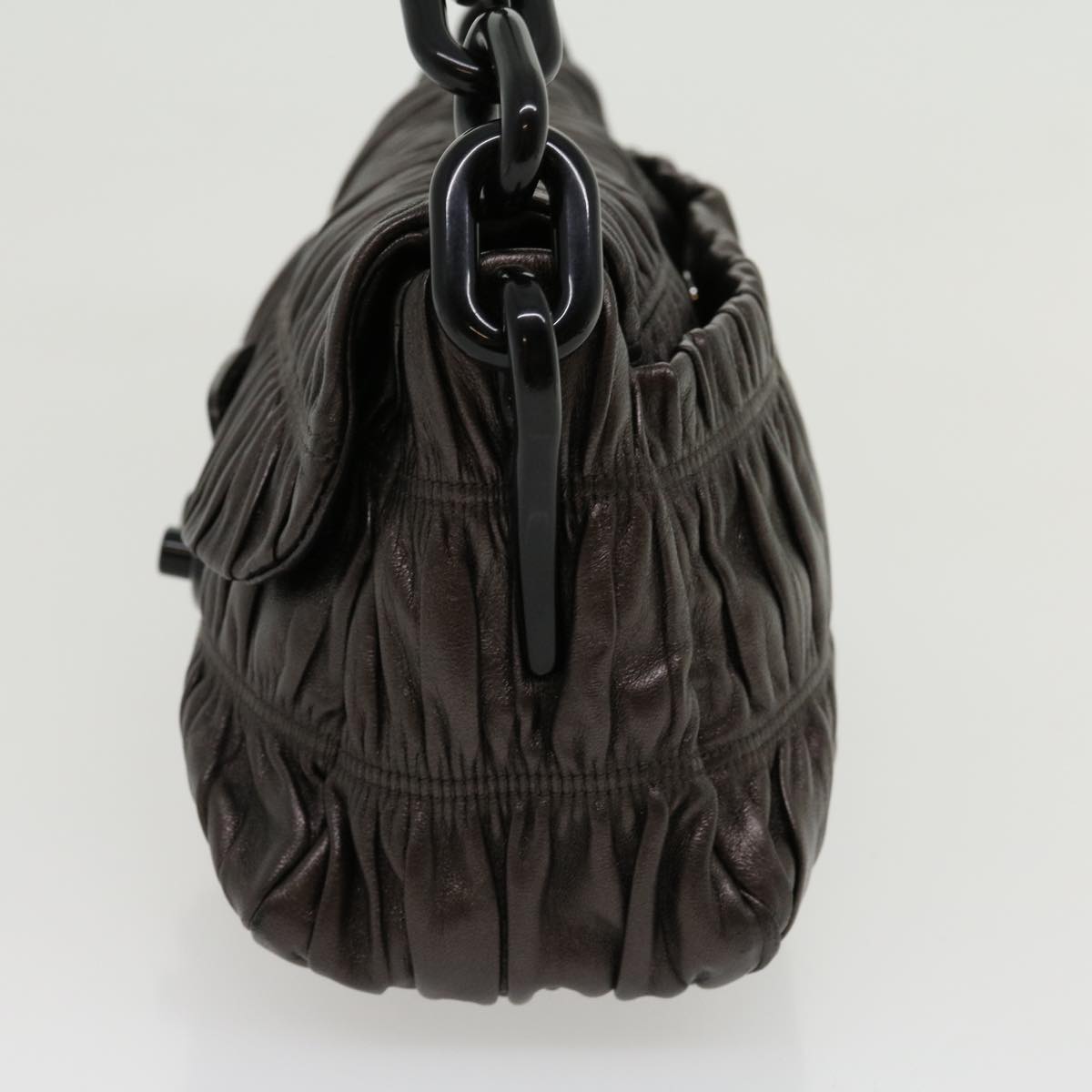 Prada Chain Shoulder Bag Leather Brown