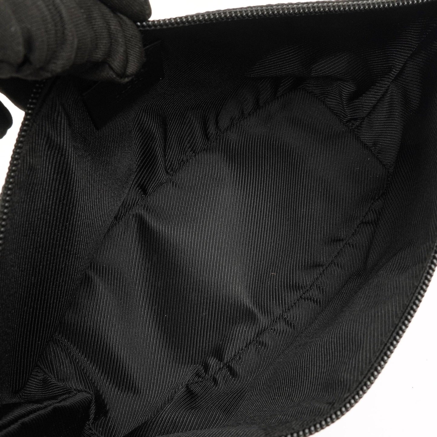 Gucci Baguette Pochette Boat Black GG Monogram Bag