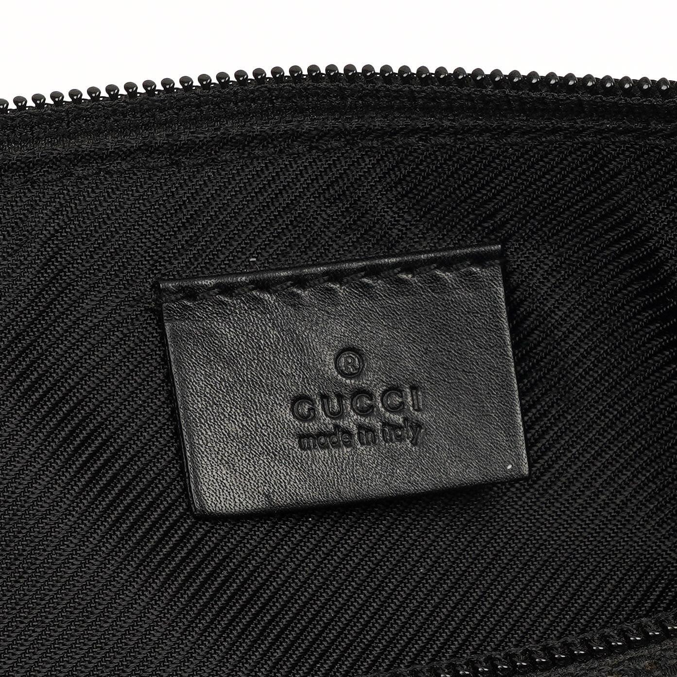 Gucci Baguette Pochette Boat Black GG Monogram Bag