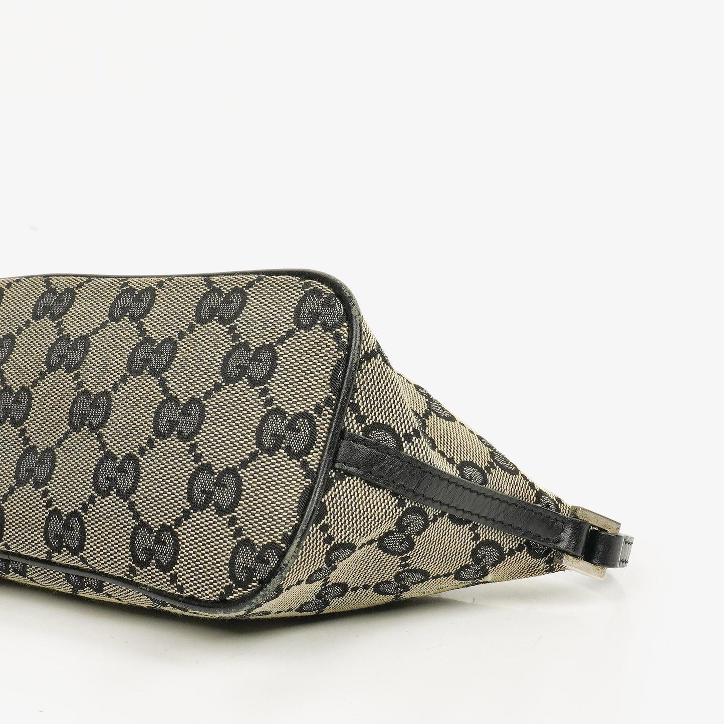 Gucci Baguette Pochette Boat Grey/Black GG Monogram Bag