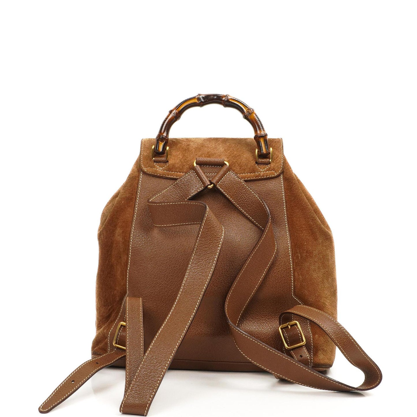 Gucci Bamboo Backpack Brown Suede And Leather