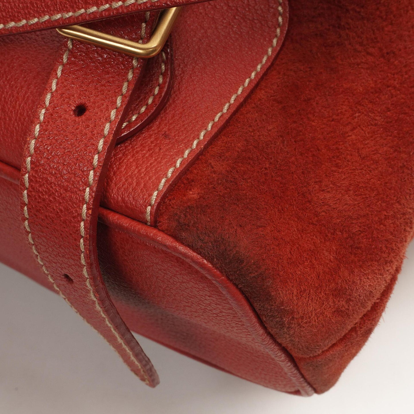 Gucci Bamboo Red Suede And Leather Backpack