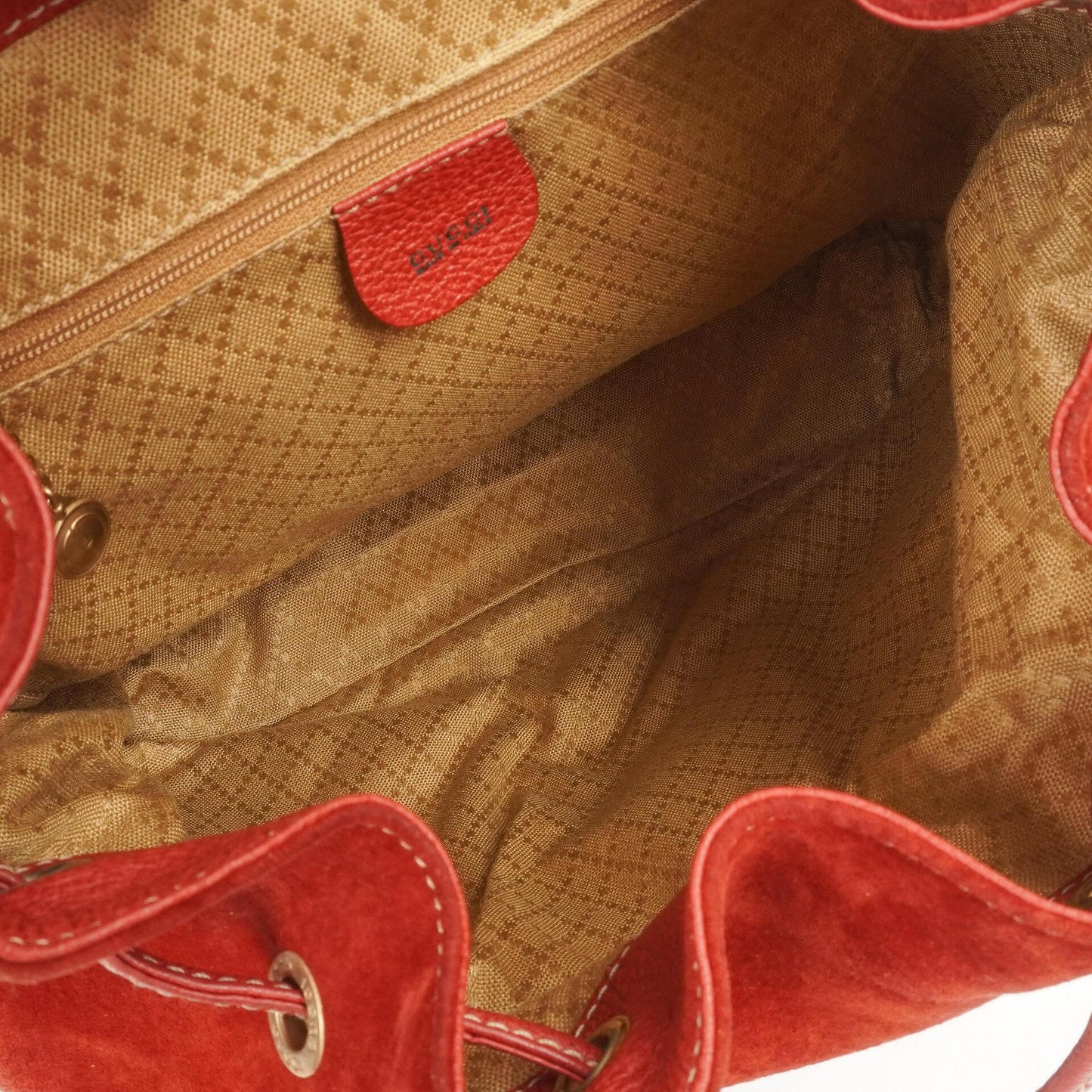 Gucci Bamboo Red Suede And Leather Backpack