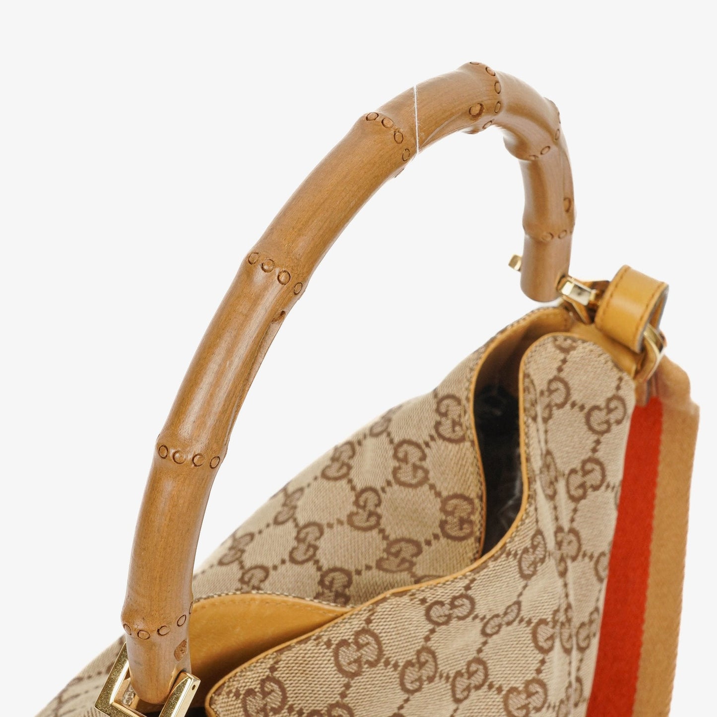 Gucci Bamboo Top Handle GG Canvas and Leather Hobo Bag