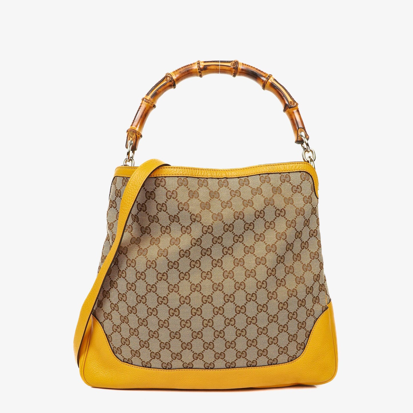 Gucci Bamboo Top Handle GG Canvas Biege Hobo Bag