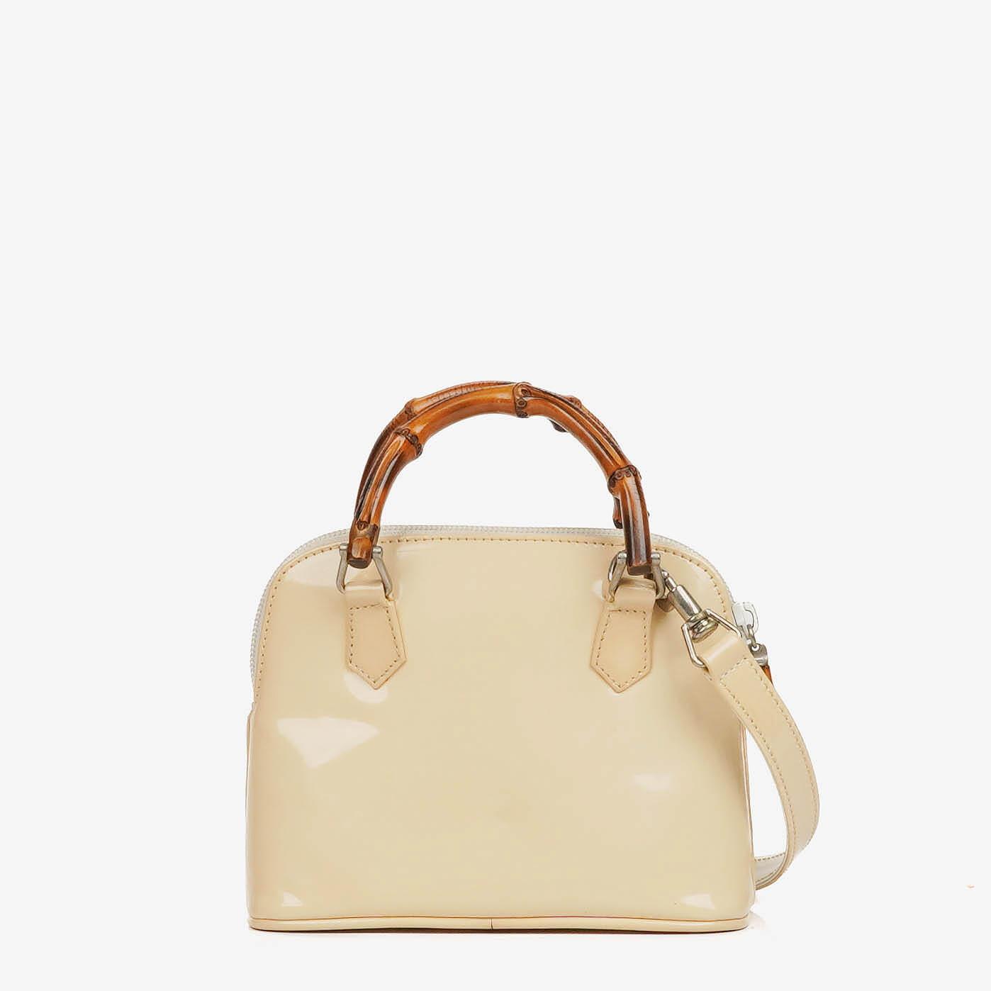 Gucci Bamboo Top Handle Patent Leather Handbag