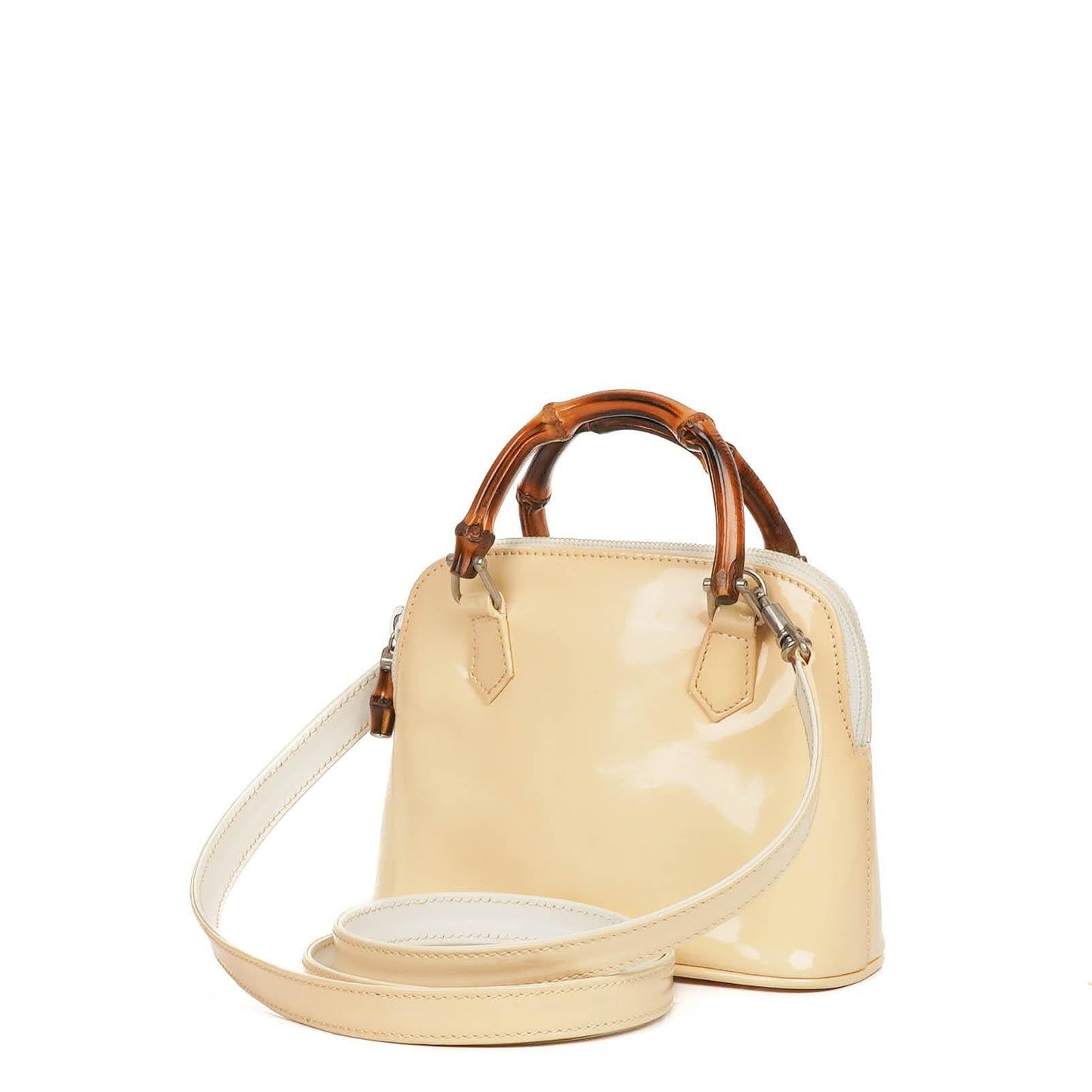 Gucci Bamboo Top Handle Patent Leather Handbag