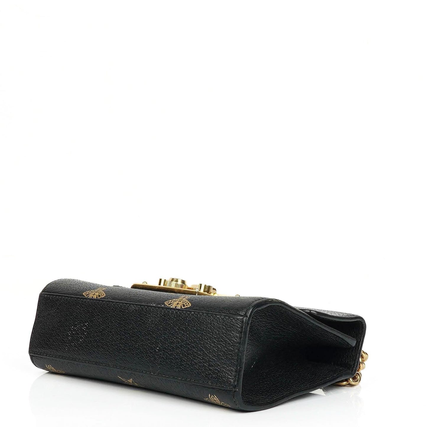 Gucci Bee Star Small Black Grained Calfskin Padlock Shoulder Bag