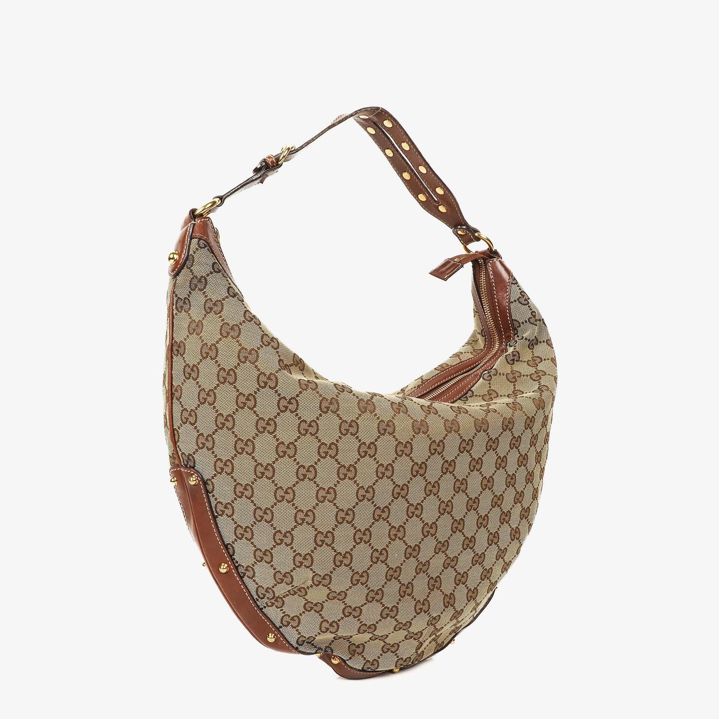 Gucci Beige/Brown GG Fabric Canvas Hobo Bag