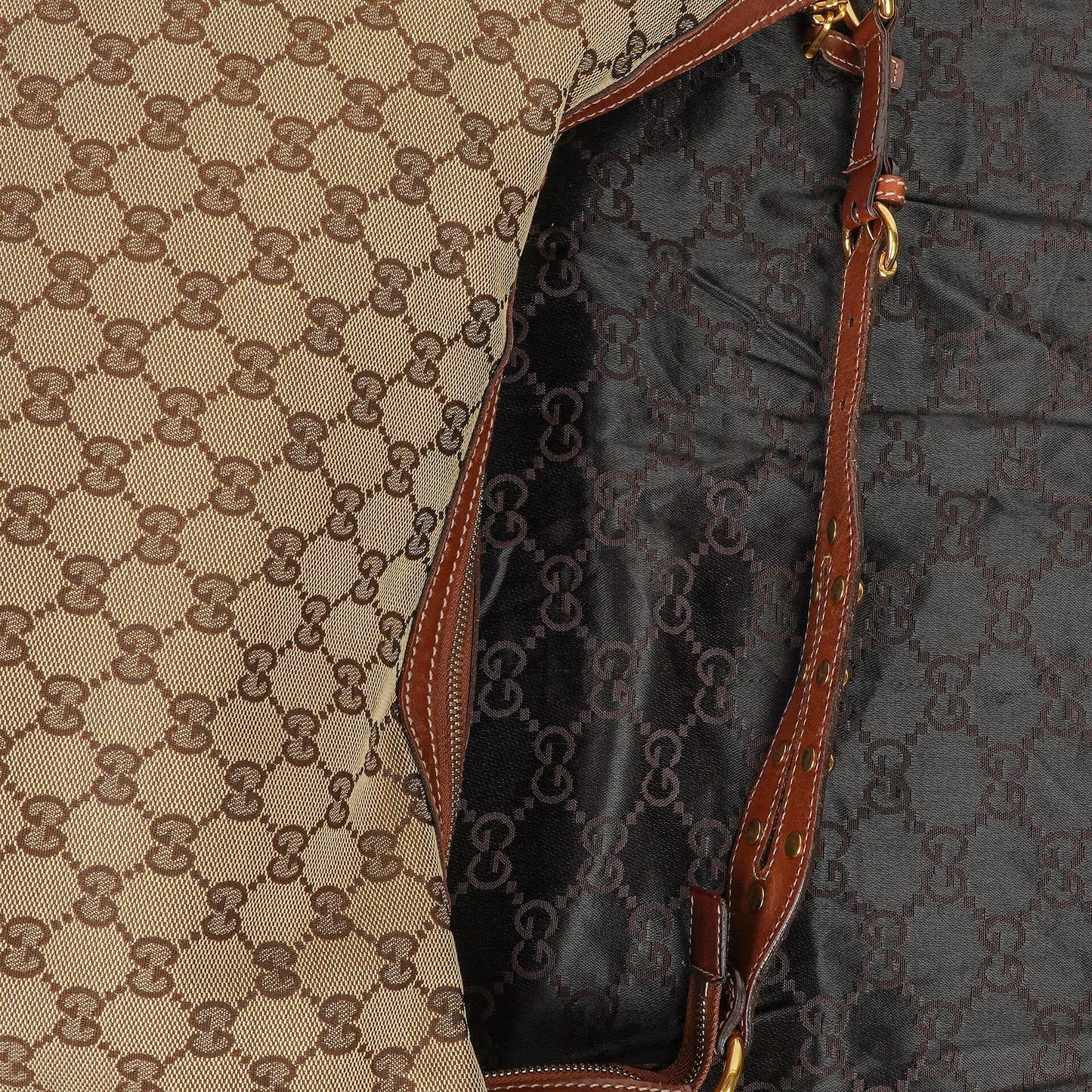 Gucci Beige/Brown GG Fabric Canvas Hobo Bag