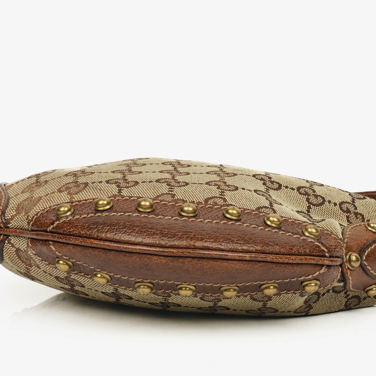 Gucci Beige/Ebony GG Canvas Studded Pelham Small Shoulder Bag