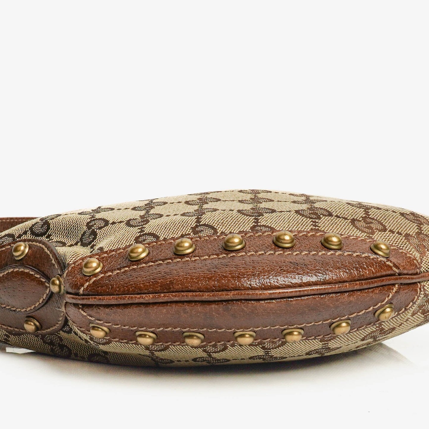 Gucci Beige/Ebony GG Canvas Studded Pelham Small Shoulder Bag