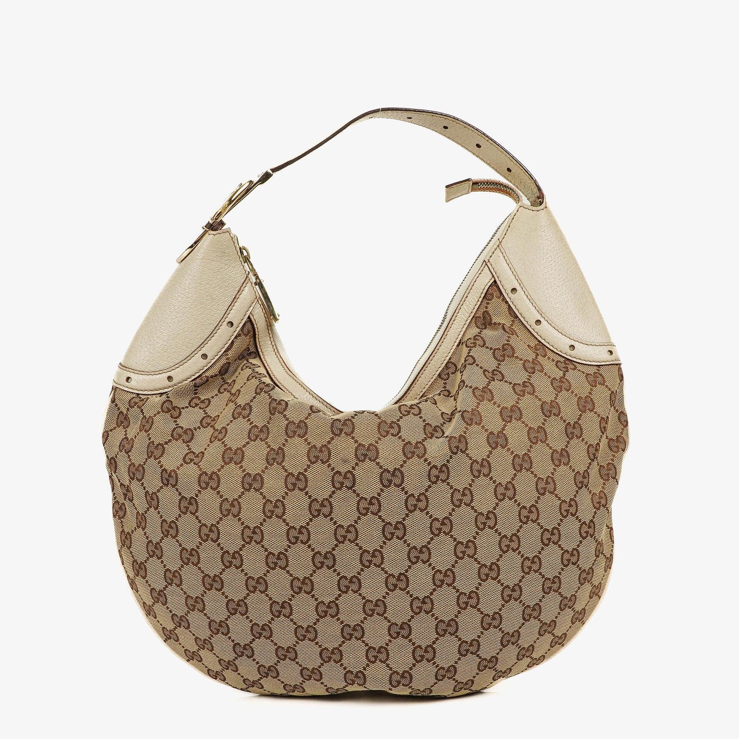 Gucci Beige/Ebony GG Fabric Canvas Hobo Bag