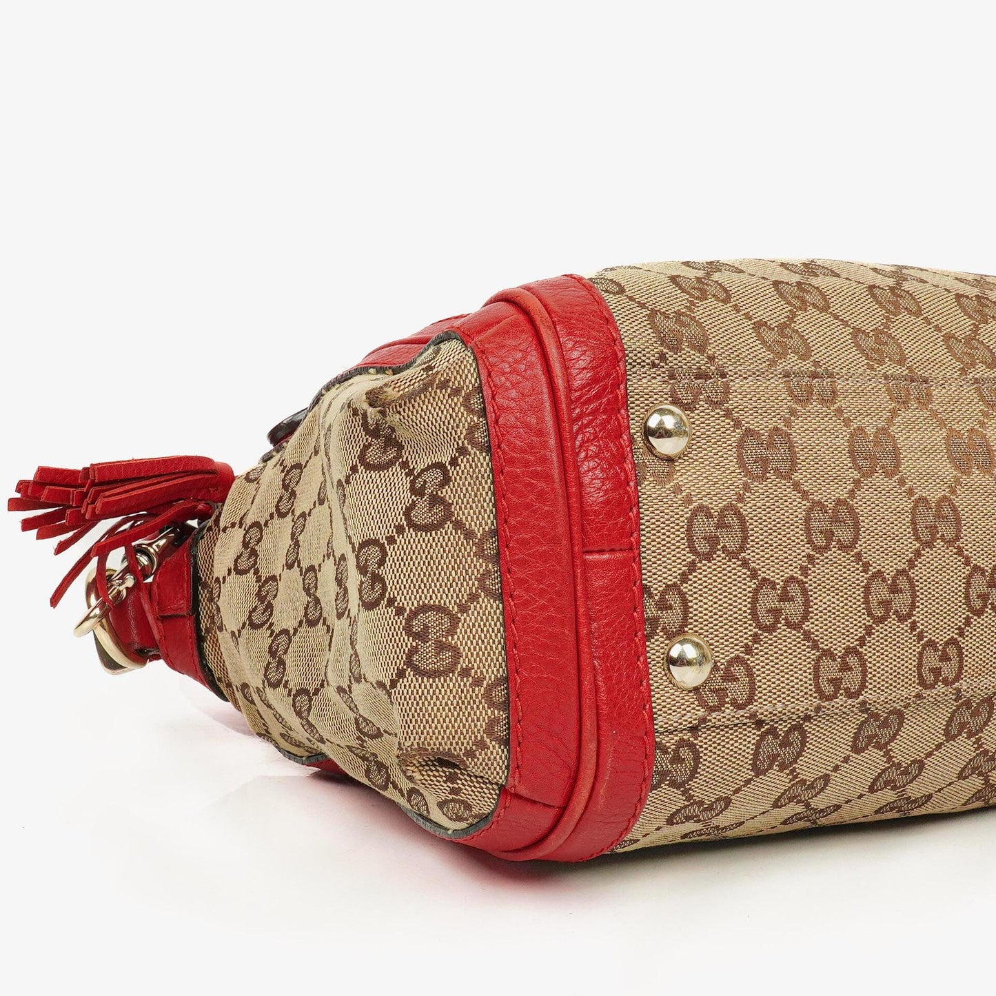 Gucci Beige/Red Bella GG Canvas Top Handle Bag