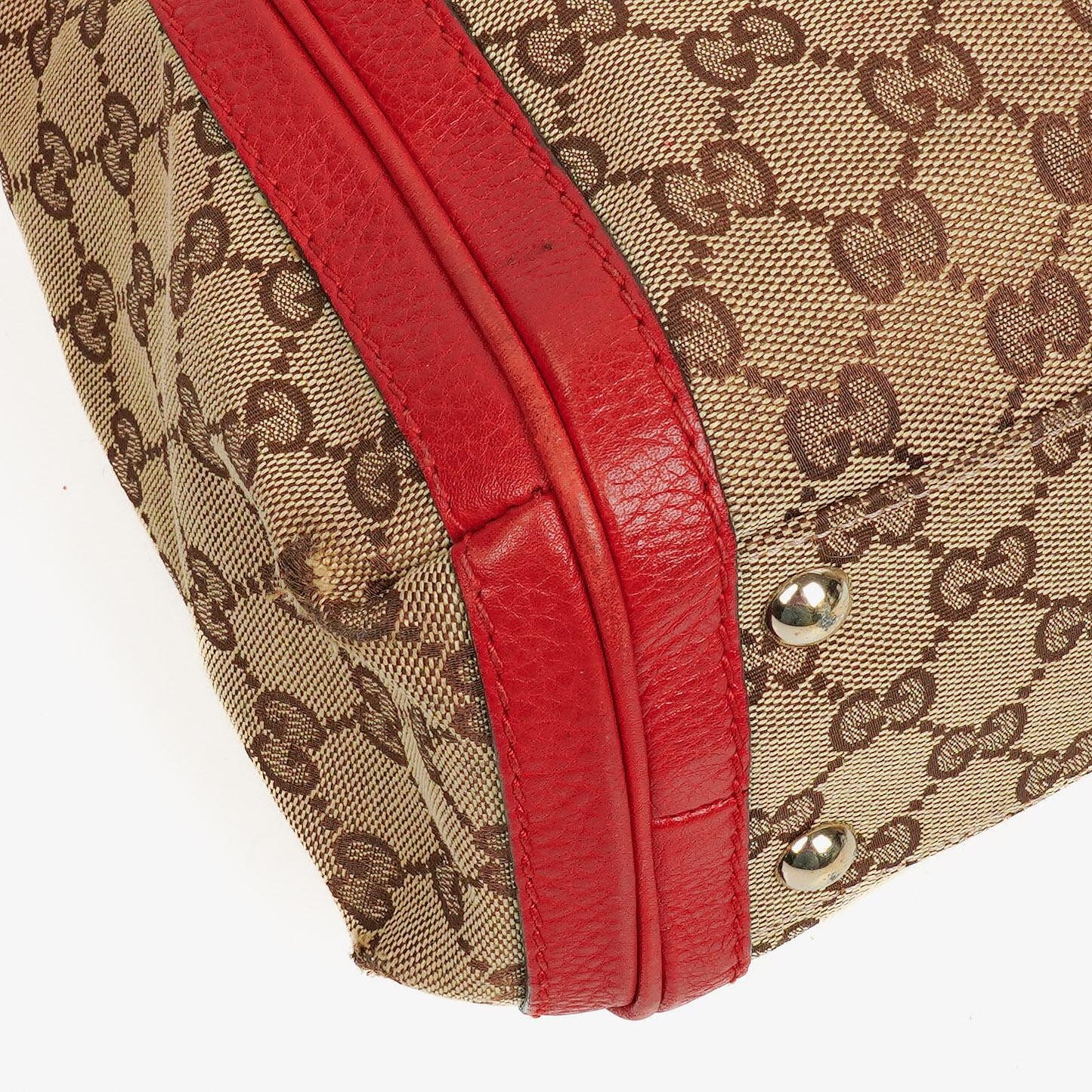 Gucci Beige/Red Bella GG Canvas Top Handle Bag