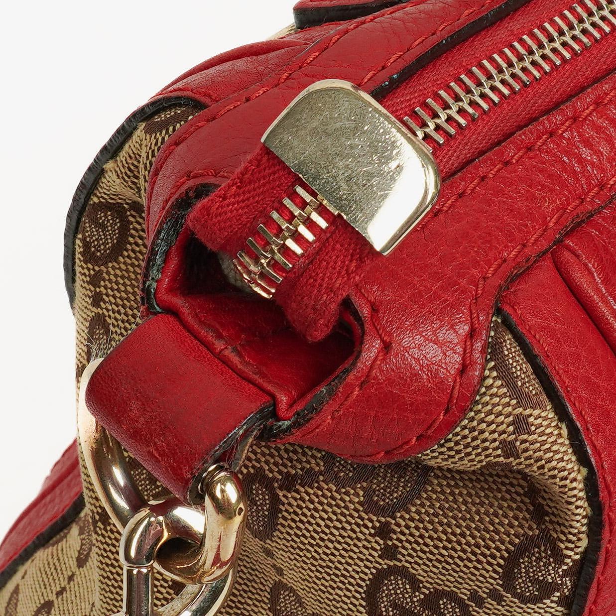 Gucci Beige/Red Bella GG Canvas Top Handle Bag