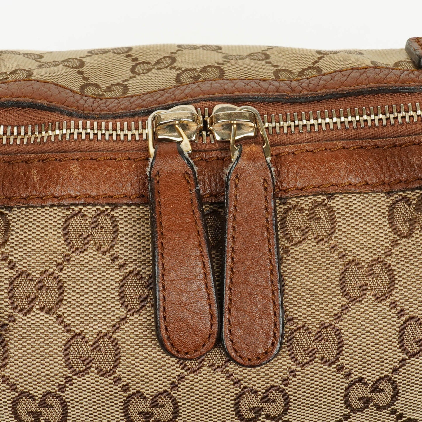 Gucci Bella Monogram Canvas Braided Handles Satchel Tote Bag